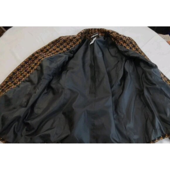 Vintage Sag Harbor Blazer Women Size 12 Black  Brown Plaid Tweed Full Zip - Picture 5 of 10